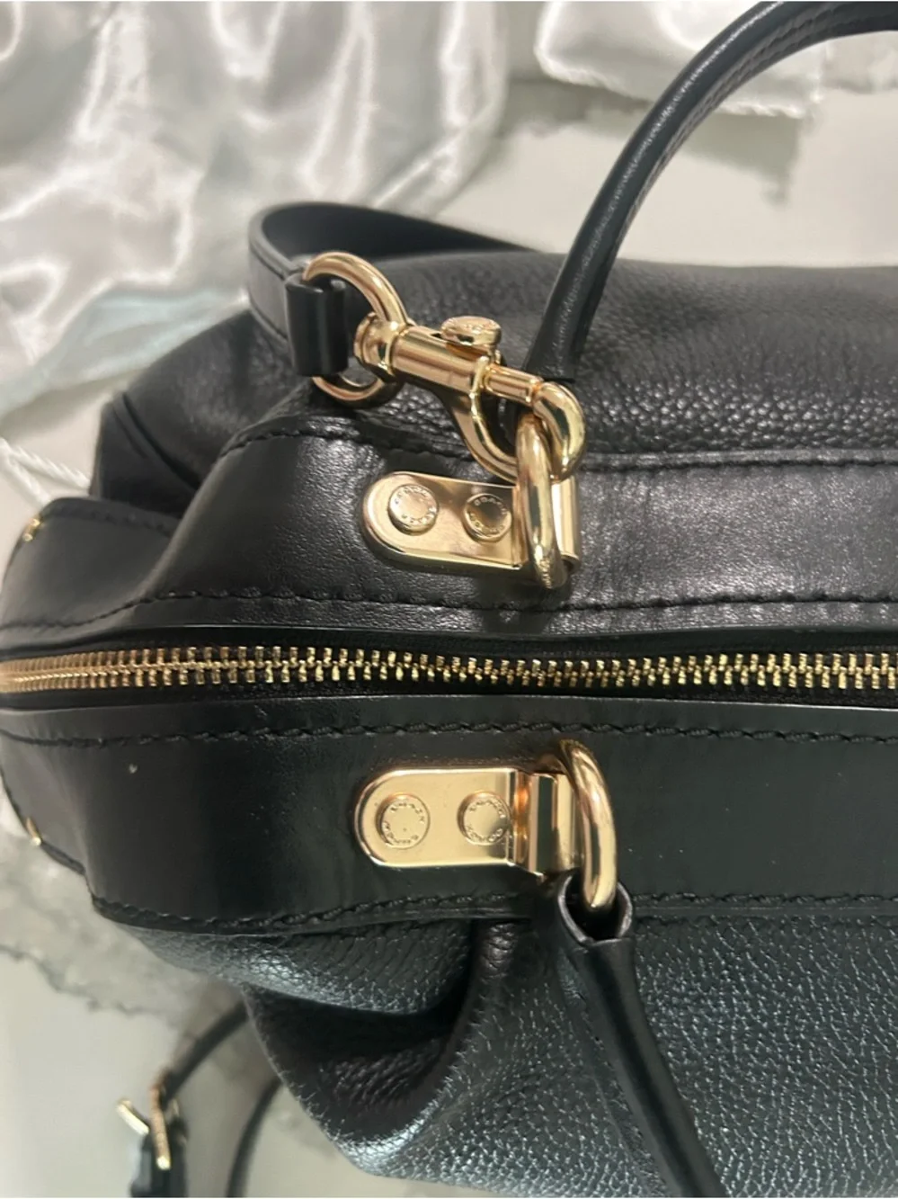 EUC Coach Lane Black Leather Satchel With Gold-Tone Hardware Dustbag Included - Picture 13 of 16